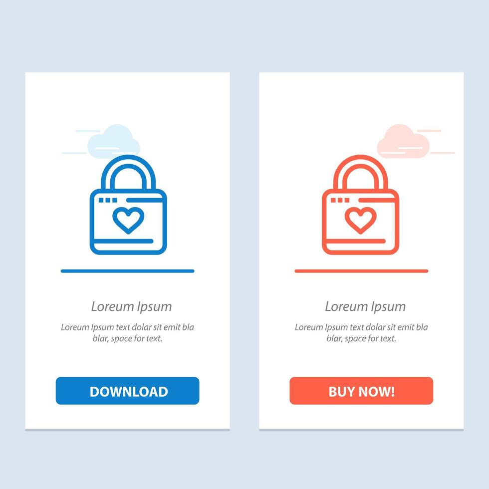 Lock Locker Heart Heart Hacker Heart Lock  Blue and Red Download and Buy Now web Widget Card Template vector