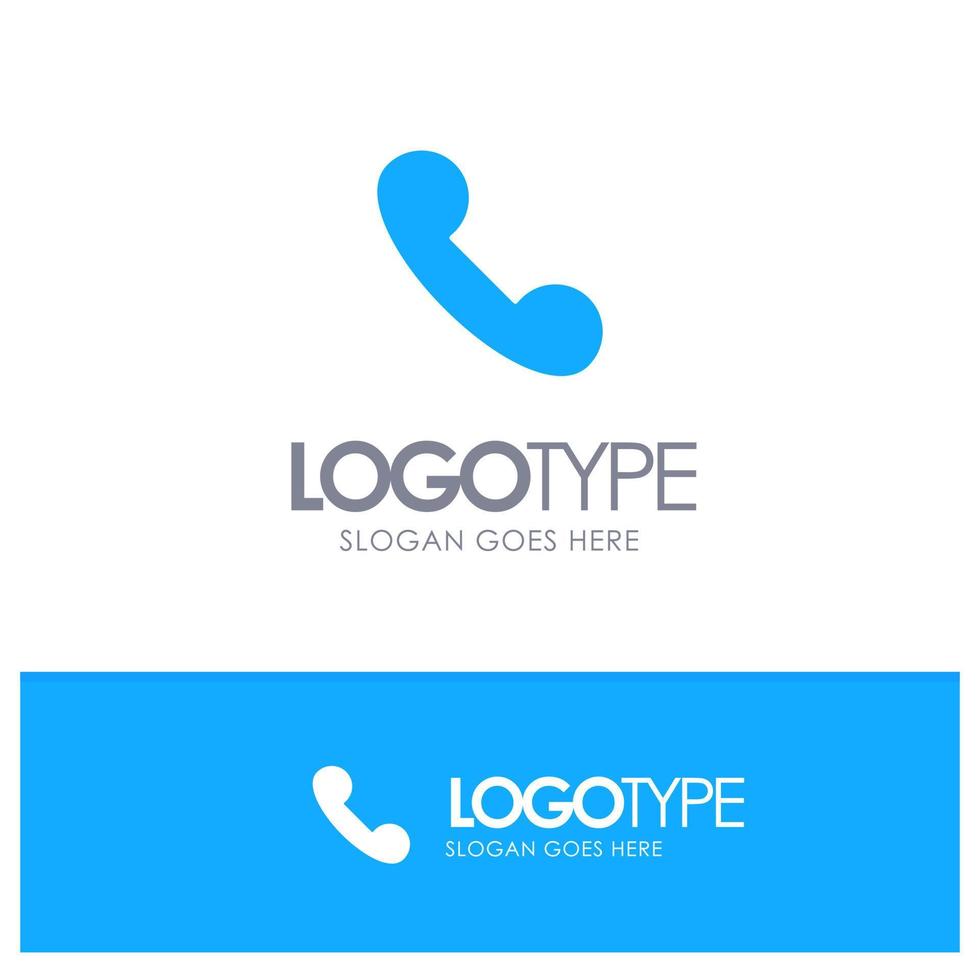 Call Incoming Telephone Blue Solid Logo with place for tagline vector