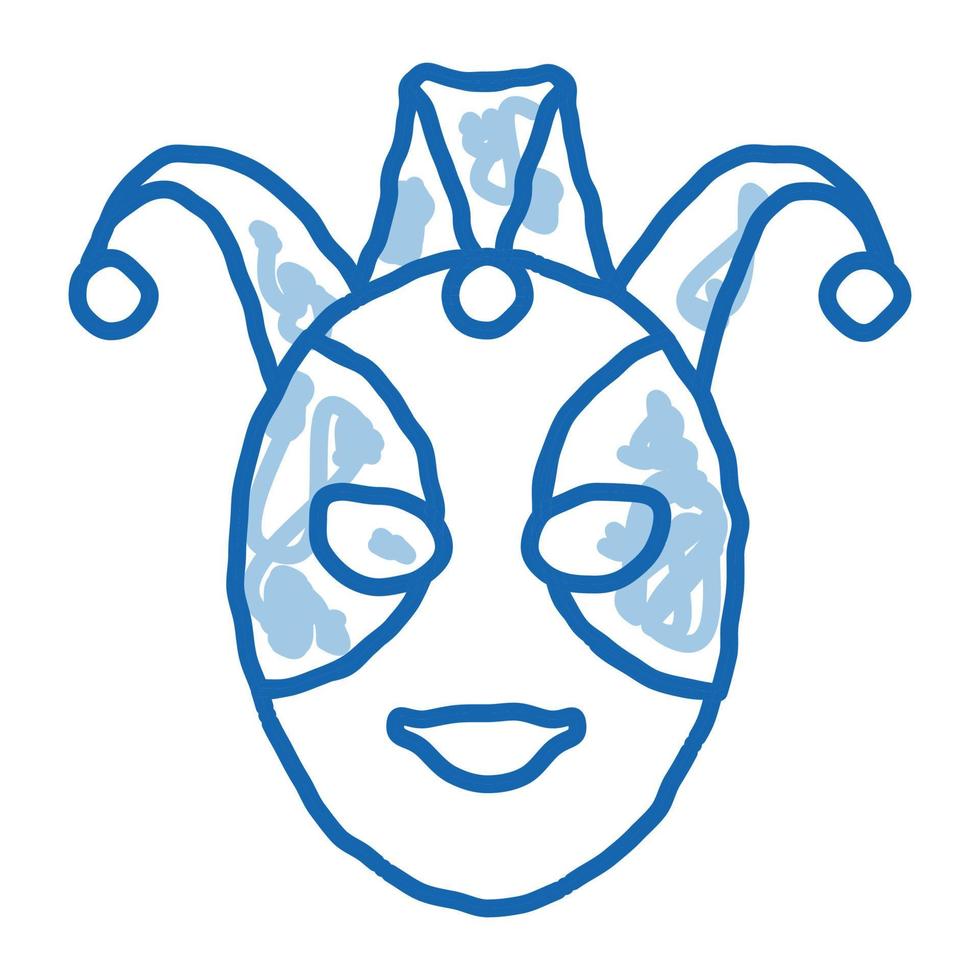 festival máscara doodle icono dibujado a mano ilustración vector