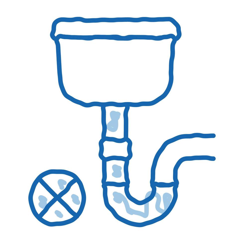 Broken Drain Tank doodle icon hand drawn illustration vector