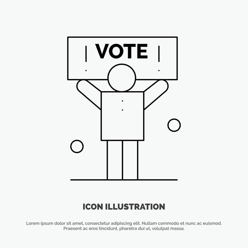 campaña política política voto línea icono vector