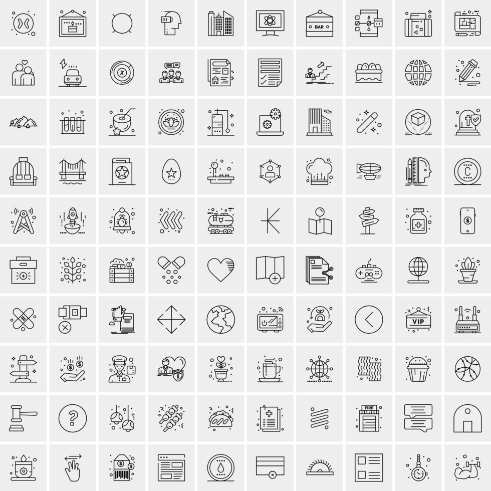 conjunto de 100 iconos de línea de negocios creativos vector