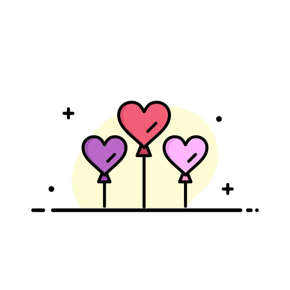 corazón globo amor negocio línea plana icono lleno vector banner plantilla