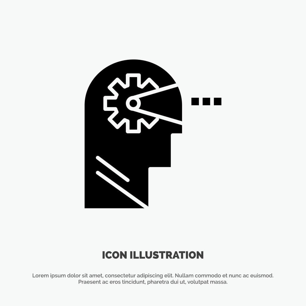 Cognitive Process Mind Head solid Glyph Icon vector