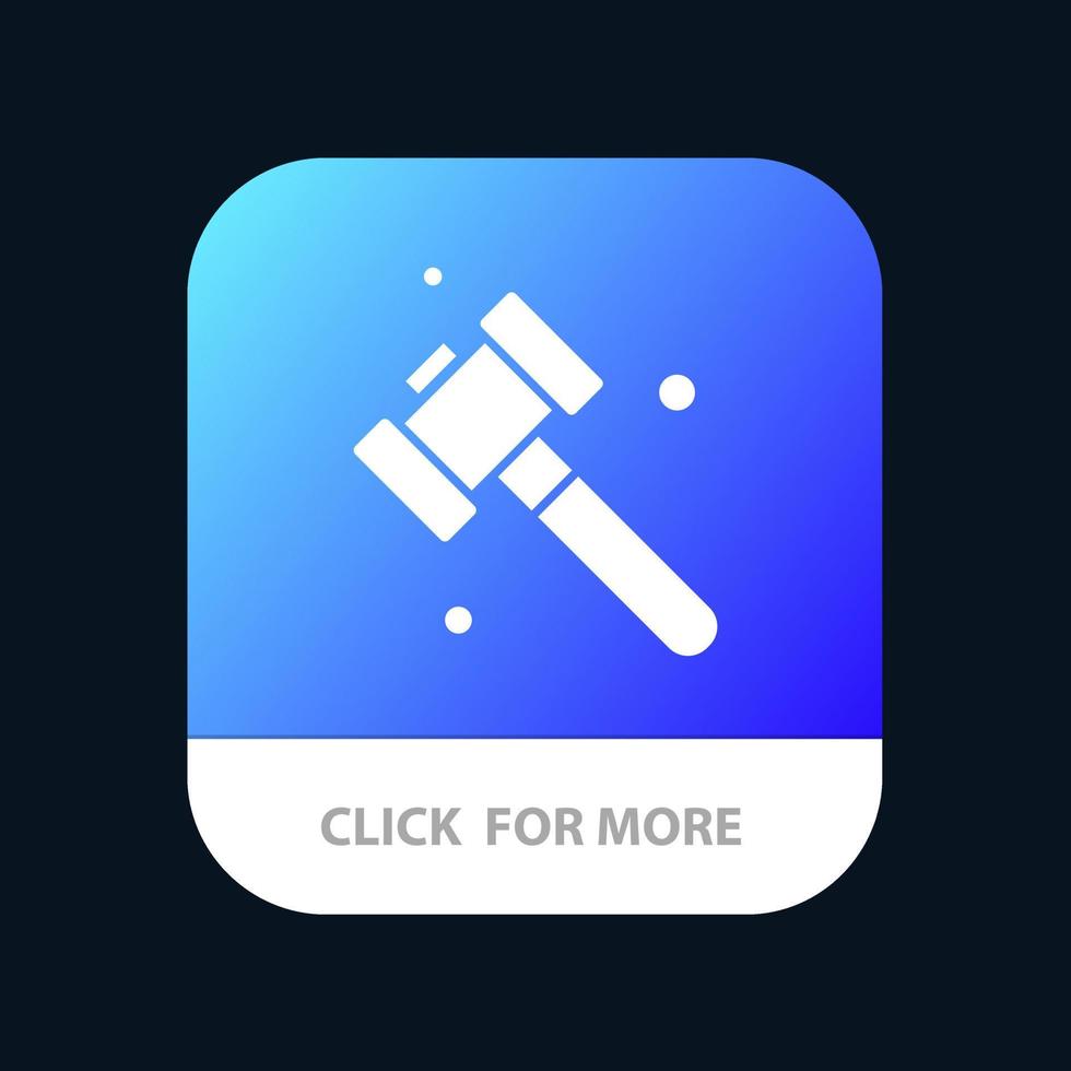 Construction Hammer Tool Mobile App Button Android and IOS Glyph Version vector
