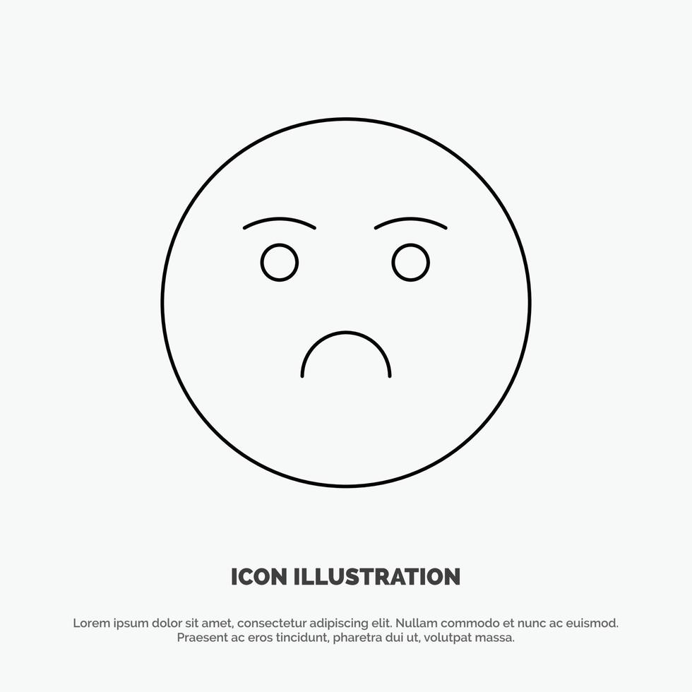 emojis emoción sentimiento triste línea icono vector