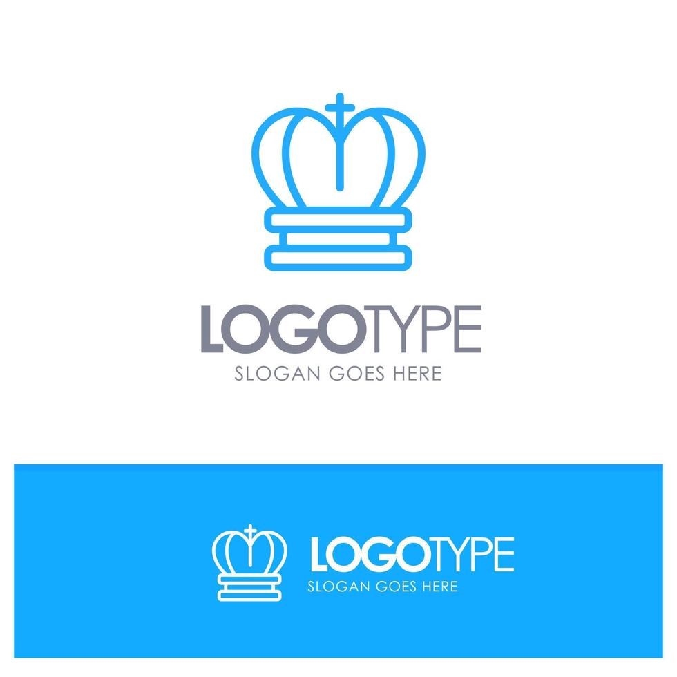 logotipo de contorno azul del imperio real del rey de la corona con lugar para el eslogan vector