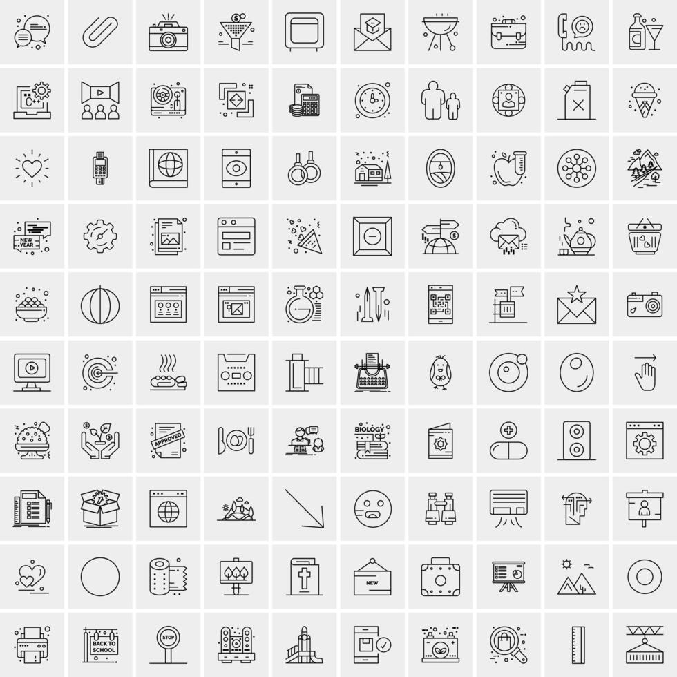 Set of 100 Creative Business Line Icons vector