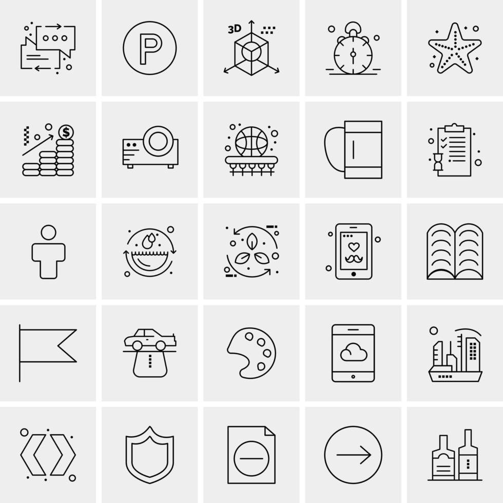 25 iconos de negocios universales vector ilustración de icono creativo para usar en proyectos relacionados con la web y dispositivos móviles