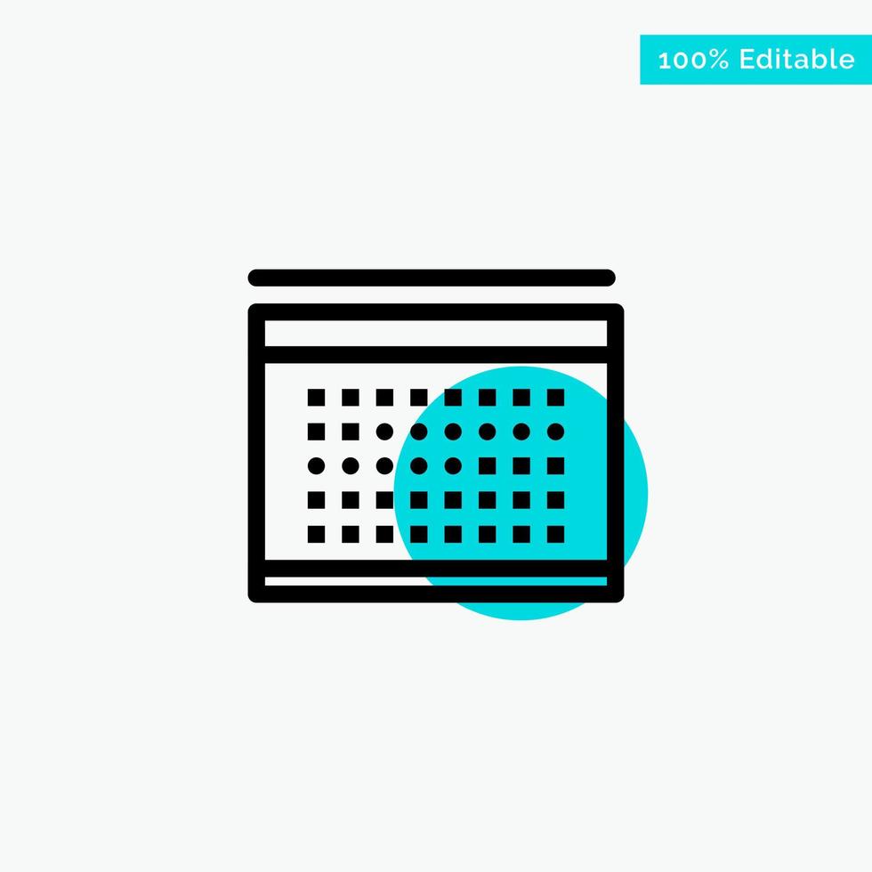 Calendar Vacation Date Holidays turquoise highlight circle point Vector icon