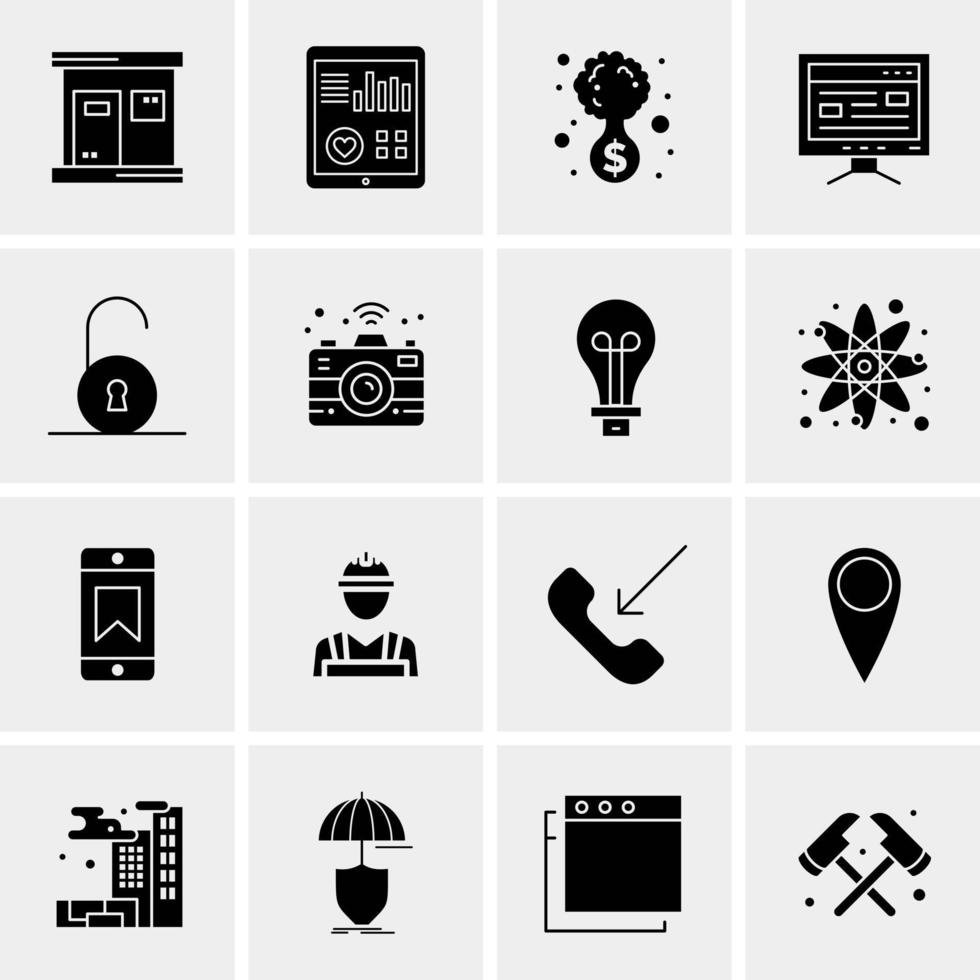 16 iconos universales de negocios vector ilustración de icono creativo para usar en proyectos relacionados con la web y dispositivos móviles