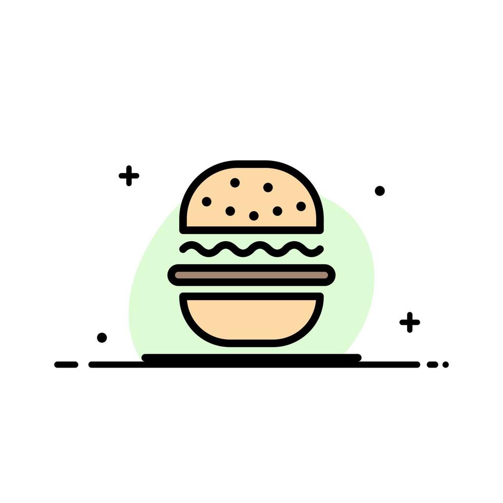 hamburguesa comer americano usa negocio línea plana icono lleno vector banner plantilla
