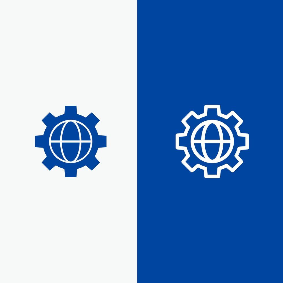 Gear Setting Globe Line and Glyph Solid icon Blue banner Line and Glyph Solid icon Blue banner vector