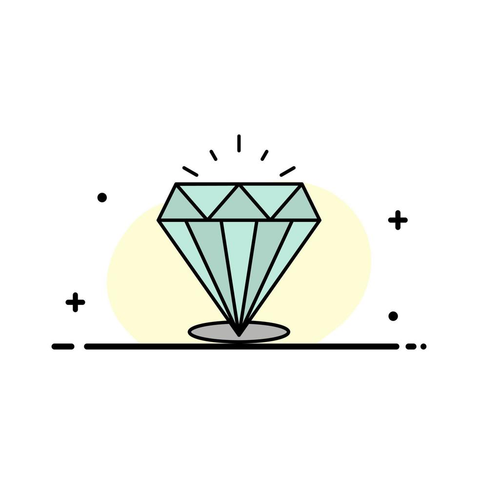 plantilla de banner de vector de icono lleno de línea plana de negocio de piedra cara de brillo de diamante