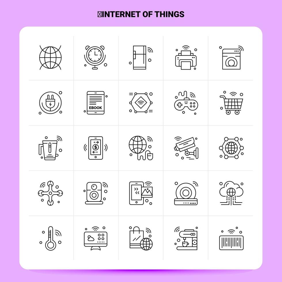 OutLine 25 Internet Of Things Icon set Vector Line Style Design Black Icons Set Linear pictogram pack Web and Mobile Business ideas design Vector Illustration