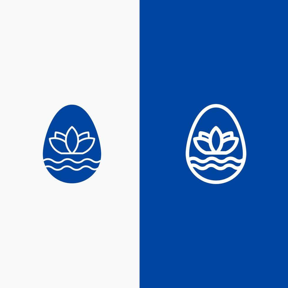 huevo de pascua huevo vacaciones vacaciones línea y glifo icono sólido banner azul línea y glifo icono sólido bandera azul vector