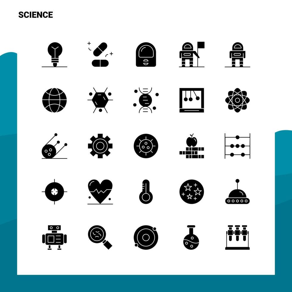 25 conjunto de iconos de ciencia plantilla de ilustración de vector de icono de glifo sólido para ideas web y móviles para empresa comercial