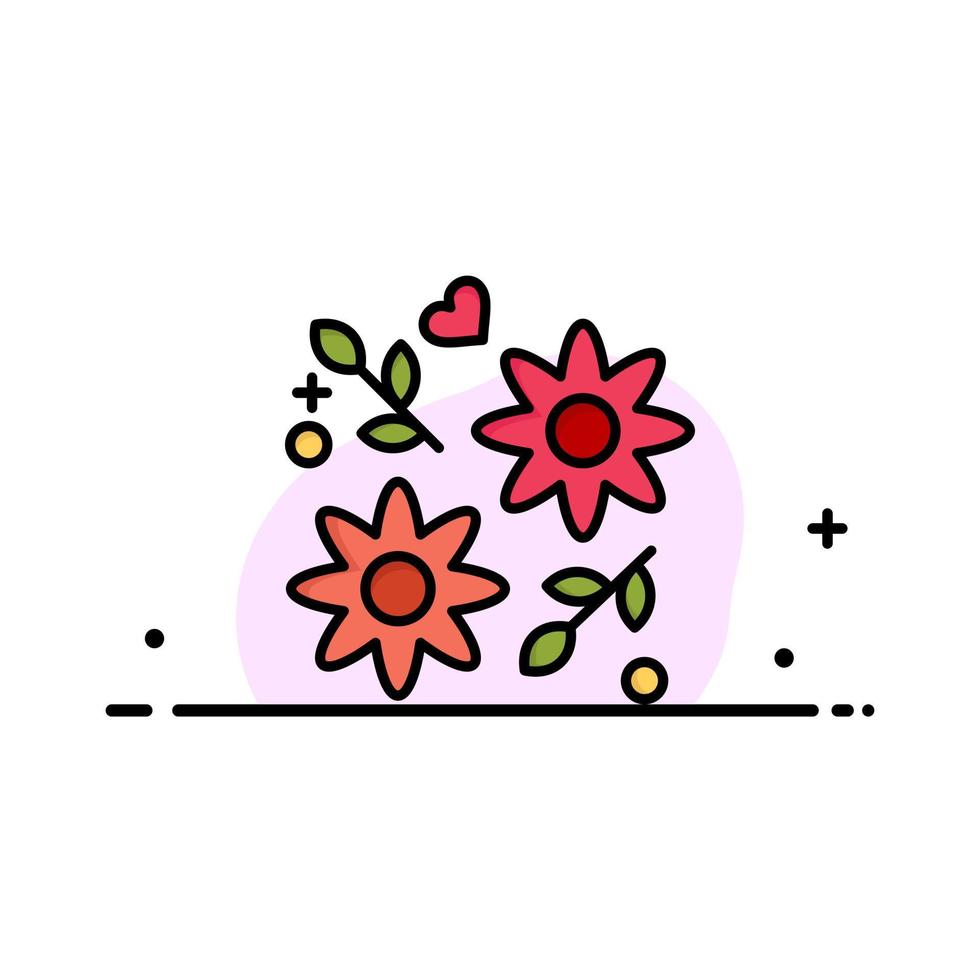 Flower Gift Love Wedding Business Logo Template Flat Color vector