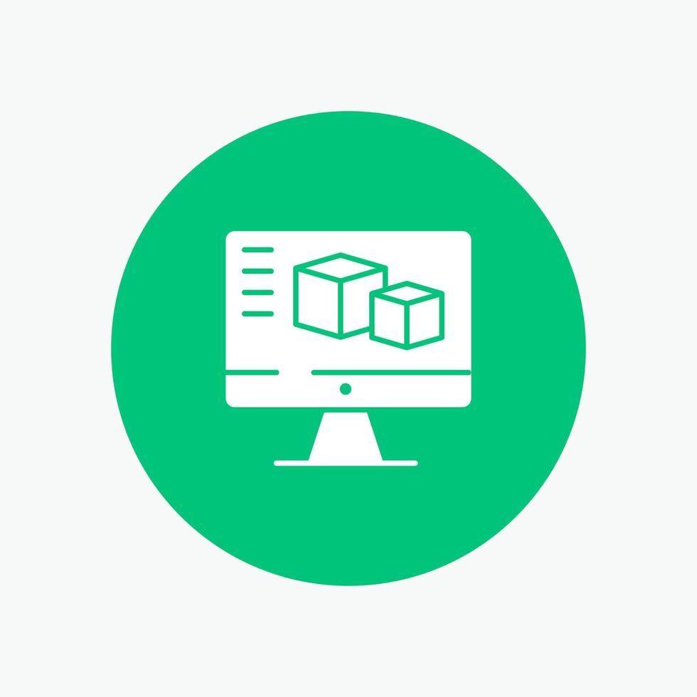 Computer Monitor Box Computing white glyph icon vector