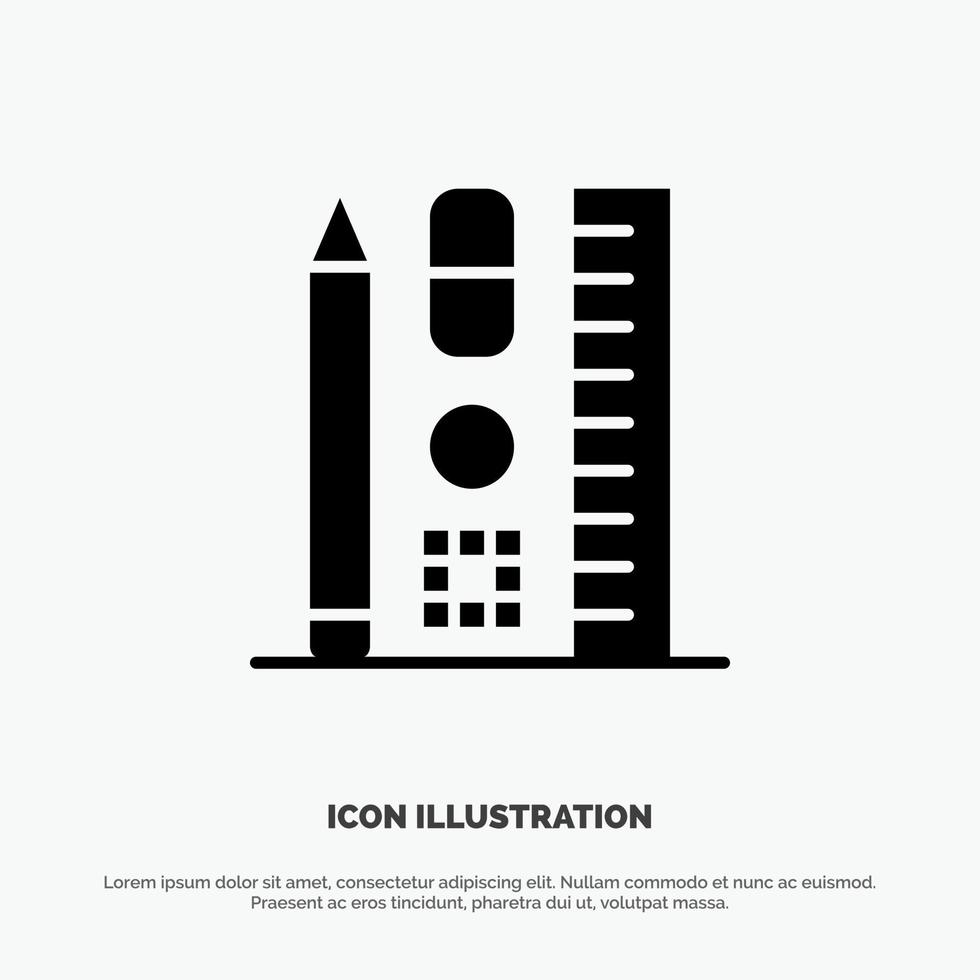Pen Scale Education Online Solid Black Glyph Icon vector