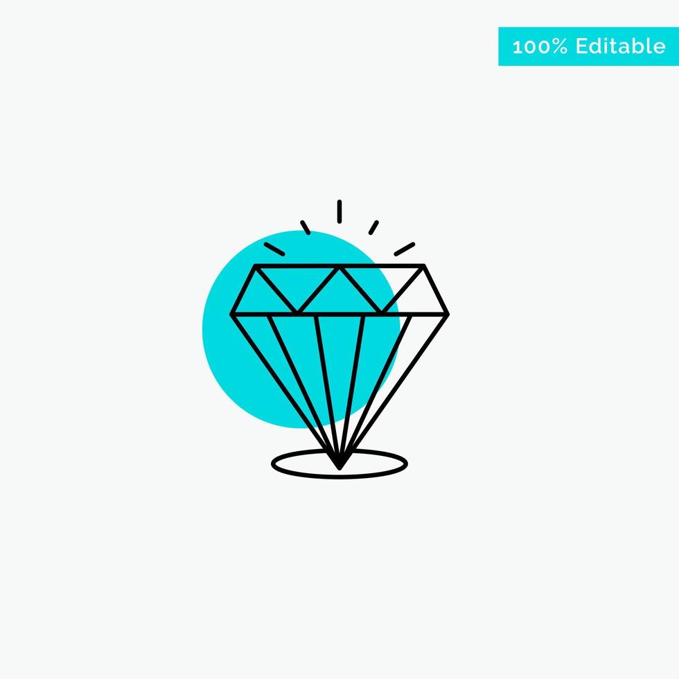 Diamond Shine Expensive Stone turquoise highlight circle point Vector icon