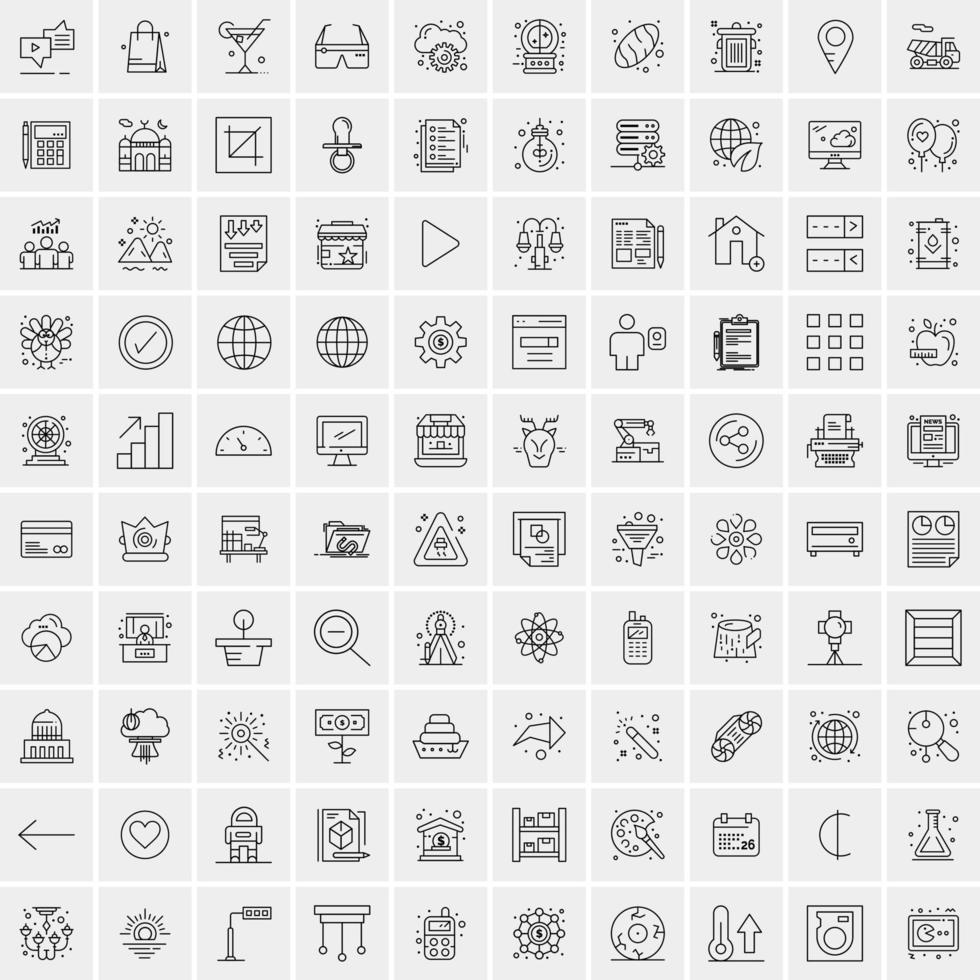 Set of 100 Creative Business Line Icons vector