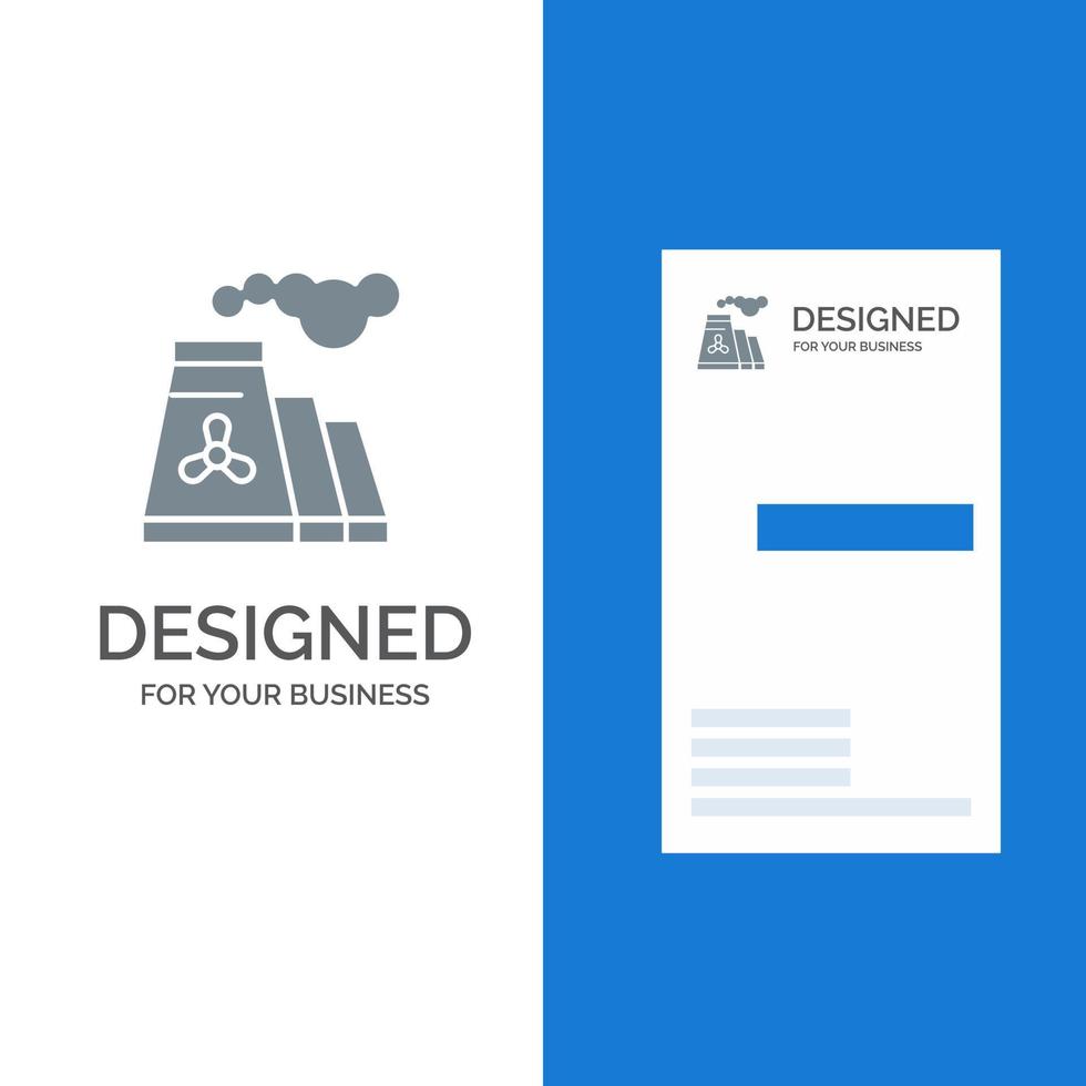 Factory Pollution Production Smoke Grey Logo Design and Business Card Template vector