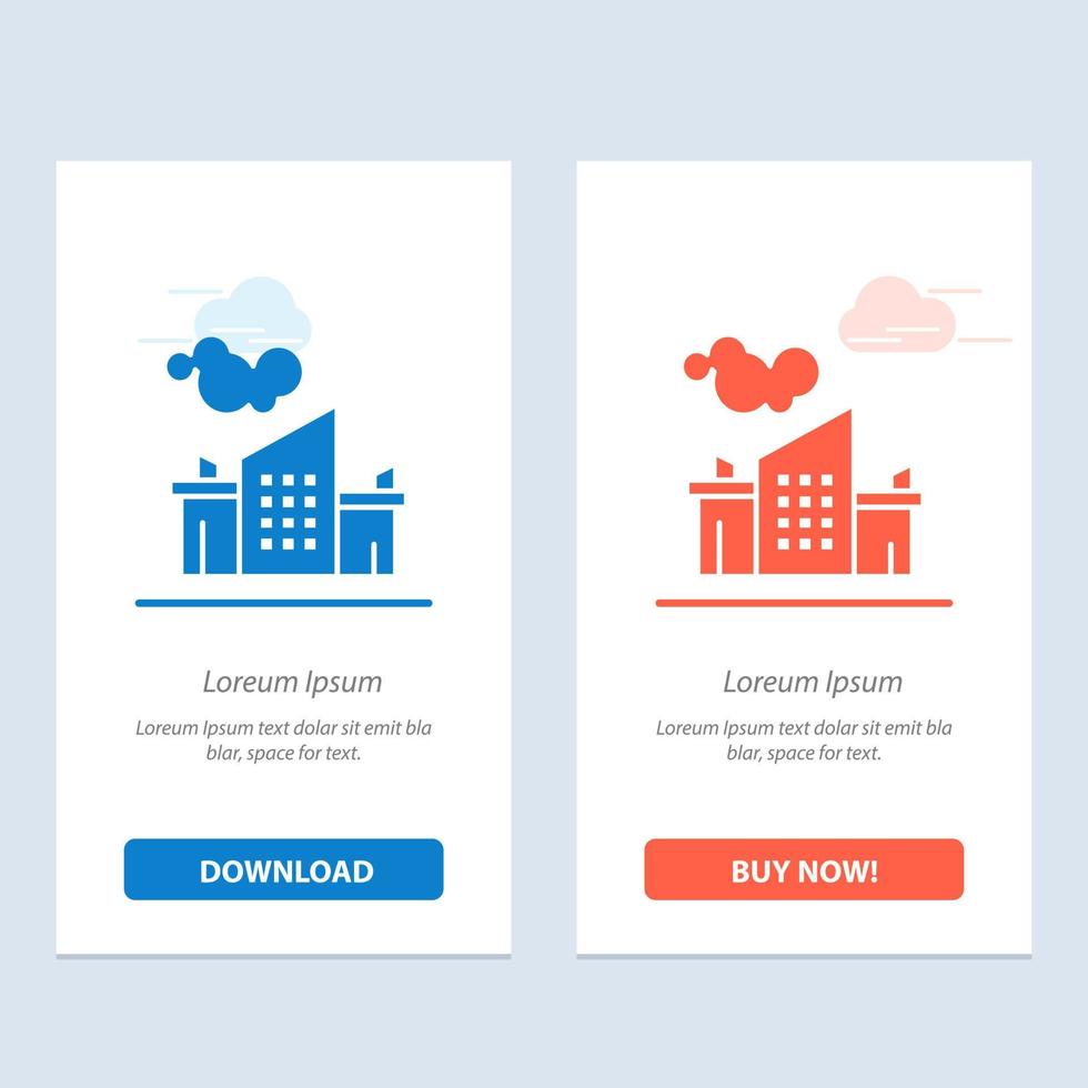 Factory Industry Landscape Pollution  Blue and Red Download and Buy Now web Widget Card Template vector