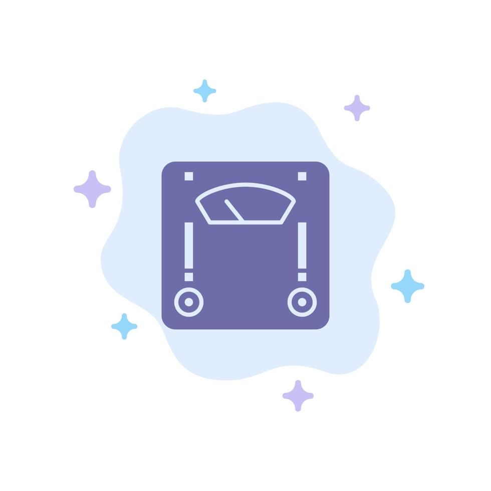 Machine Scale Weighing Weight Blue Icon on Abstract Cloud Background vector