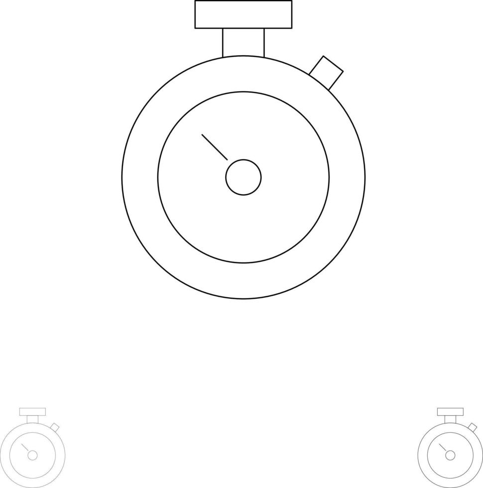 Timer Stopwatch Watch Time Bold and thin black line icon set vector