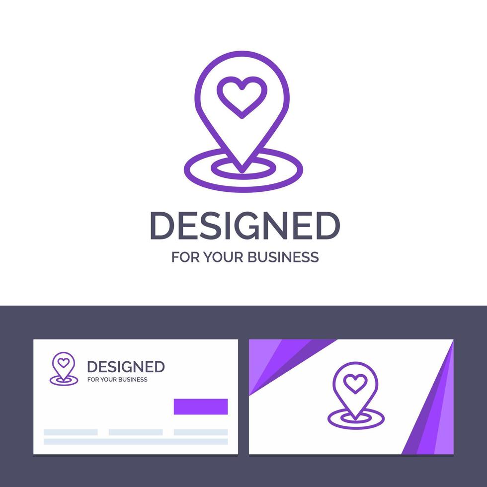 Creative Business Card and Logo template Location Map Location Finder Pin Heart Vector Illustration