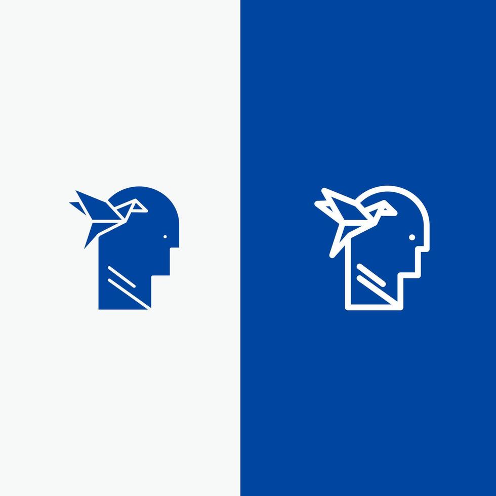 Imagination Form Imagination Head Brian Line and Glyph Solid icon Blue banner Line and Glyph Solid icon Blue banner vector