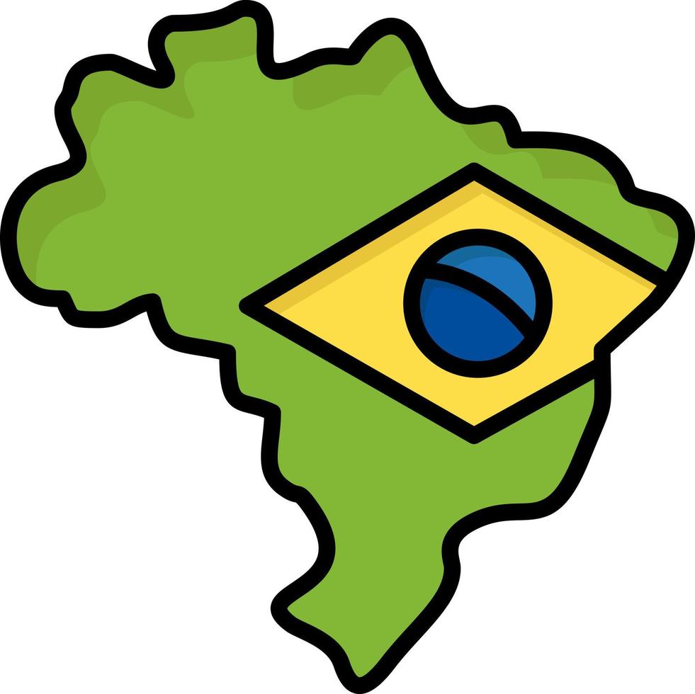 mapa bandera brasil color plano icono vector icono banner plantilla