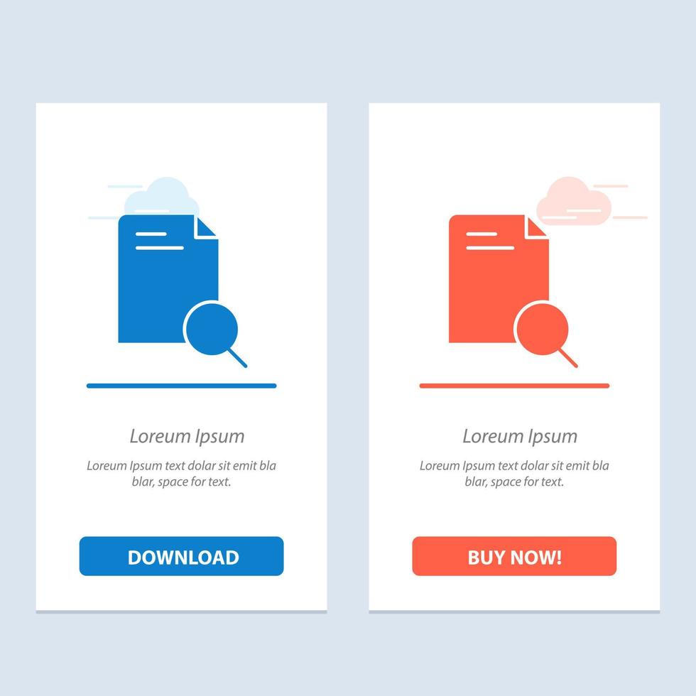 Search Research File Document  Blue and Red Download and Buy Now web Widget Card Template vector