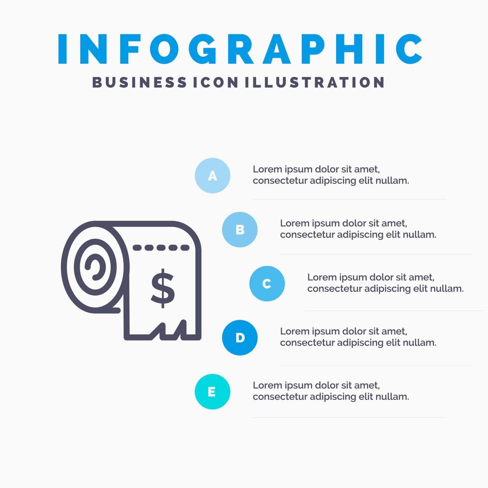 Budget Consumption Costs Expenses Finance Line icon with 5 steps presentation infographics Background vector