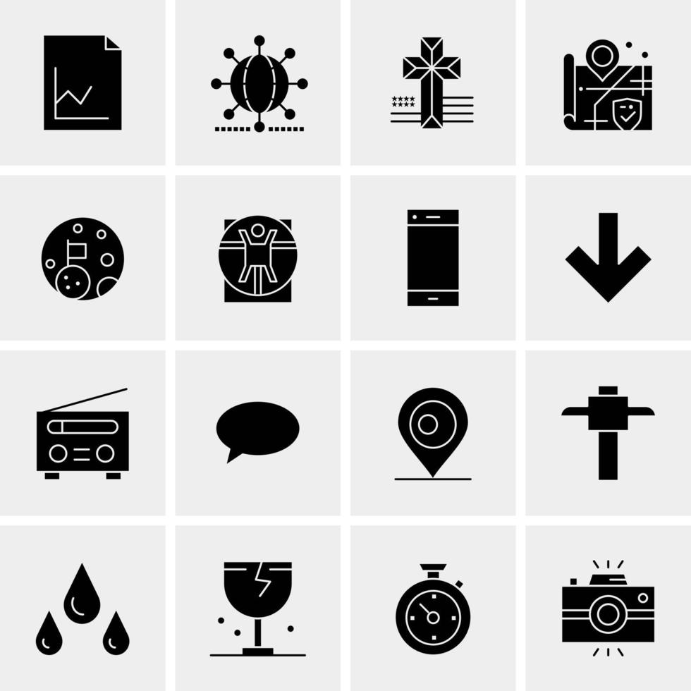 16 iconos universales de negocios vector ilustración de icono creativo para usar en proyectos relacionados con la web y dispositivos móviles