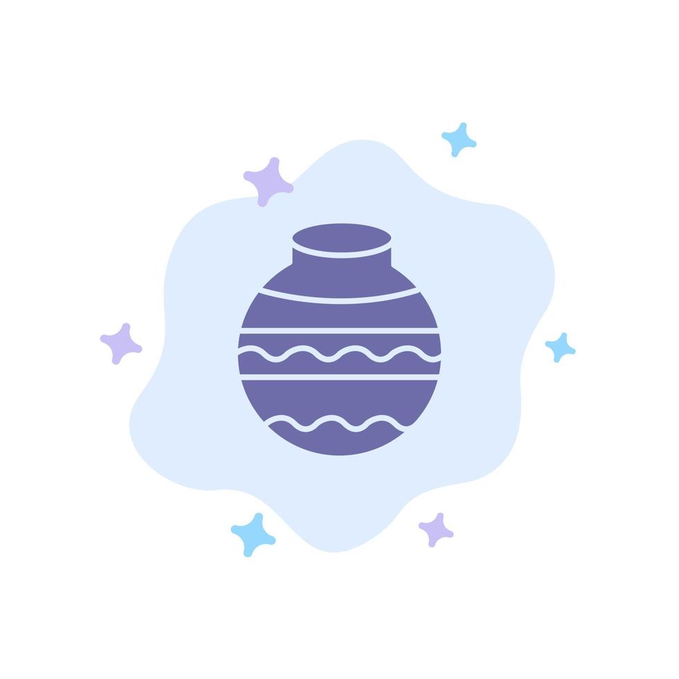 olla arena agua pongal festival icono azul sobre fondo de nube abstracta vector