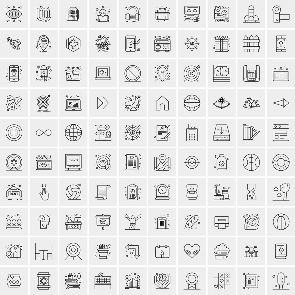 conjunto de 100 iconos de línea de negocios creativos vector