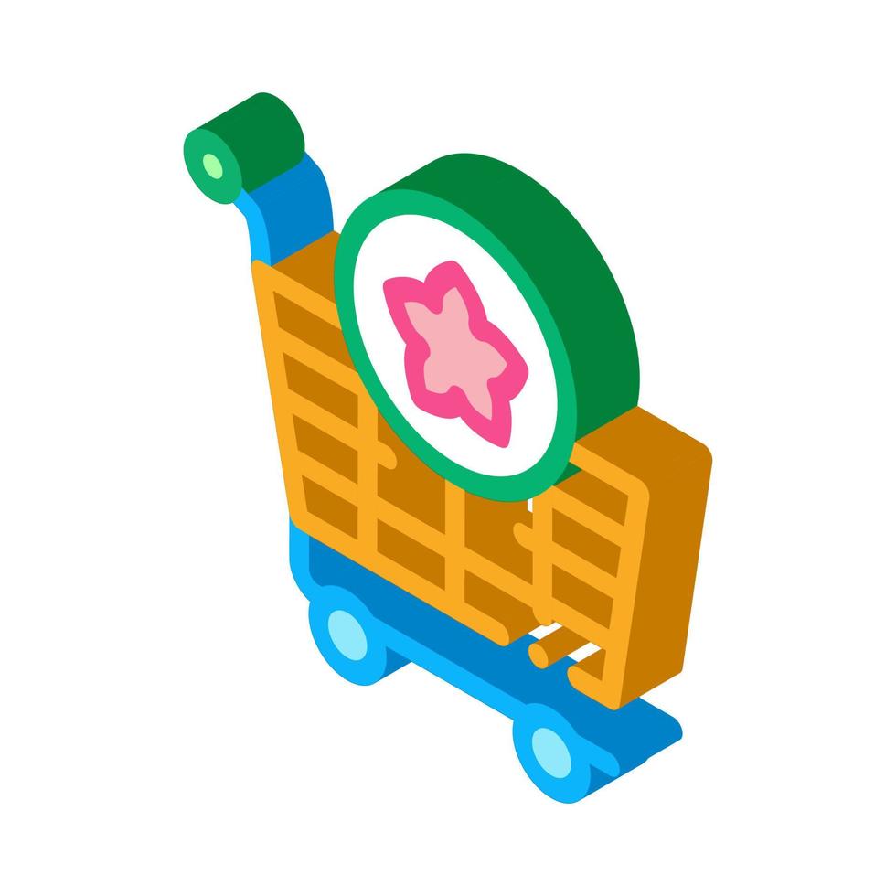 flower shop cart isometric icon vector illustration