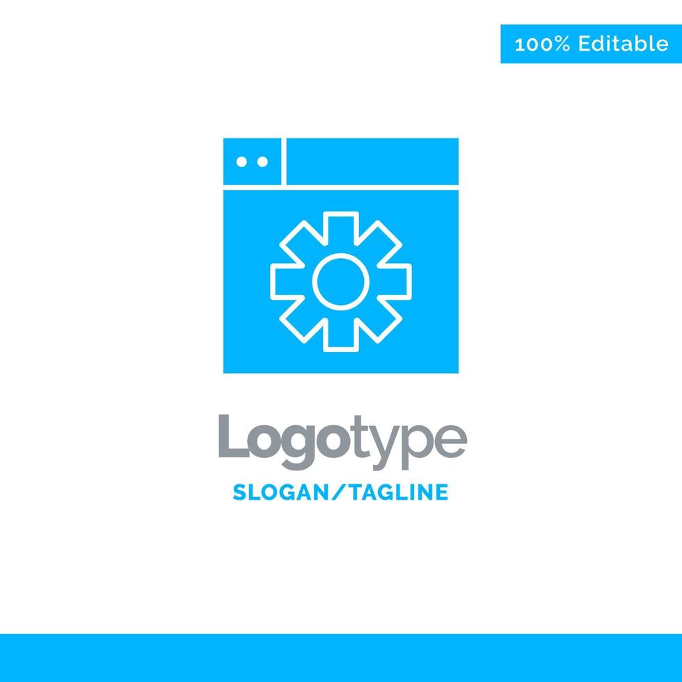 configuración de diseño web plantilla de logotipo sólido azul lugar para eslogan vector