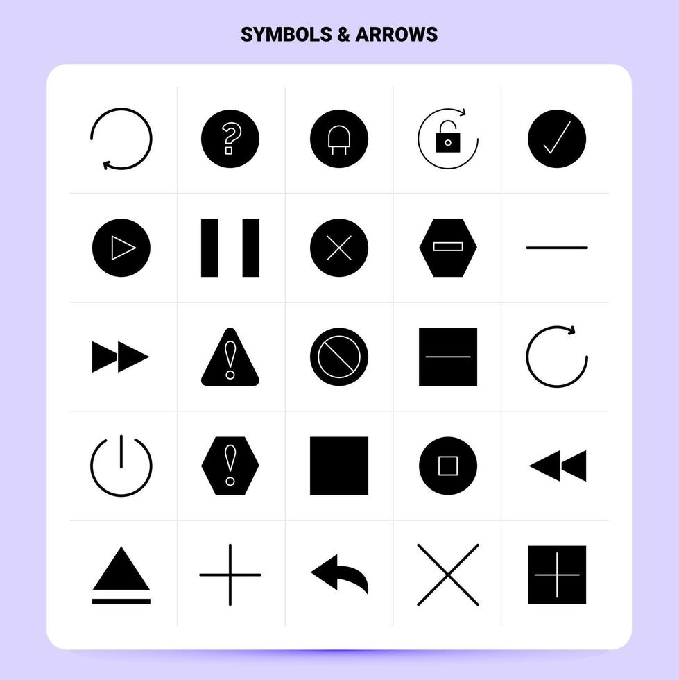 Solid 25 Symbols Arrows Icon set Vector Glyph Style Design Black Icons Set Web and Mobile Business ideas design Vector Illustration
