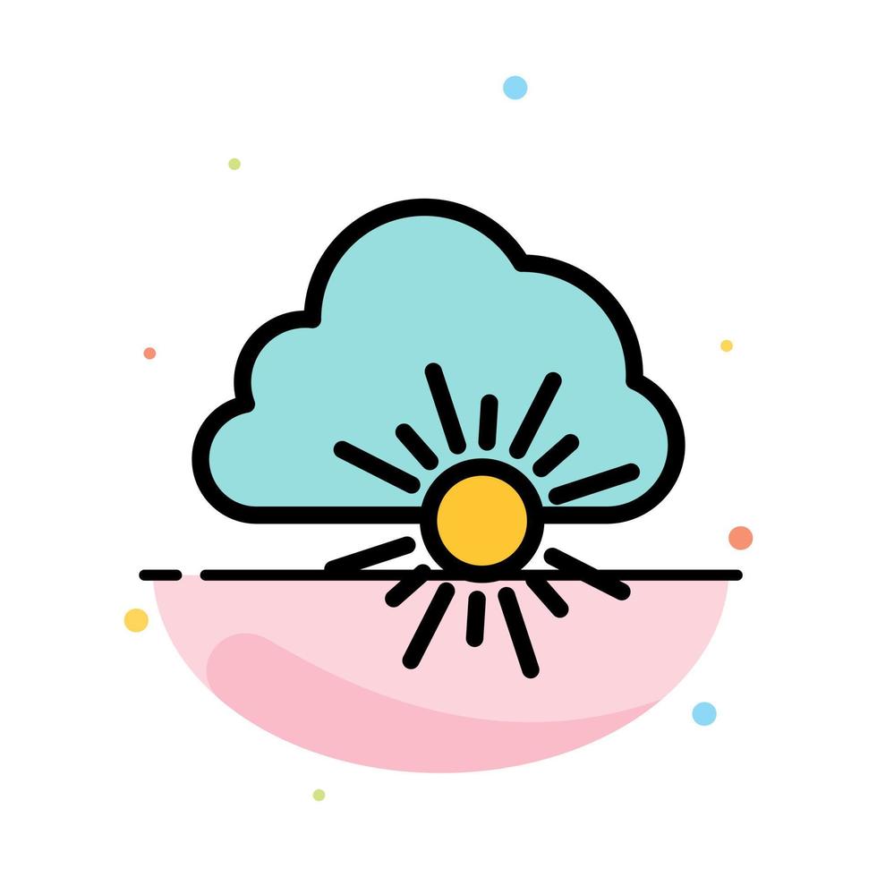 Cloud Nature Spring Sun Abstract Flat Color Icon Template vector