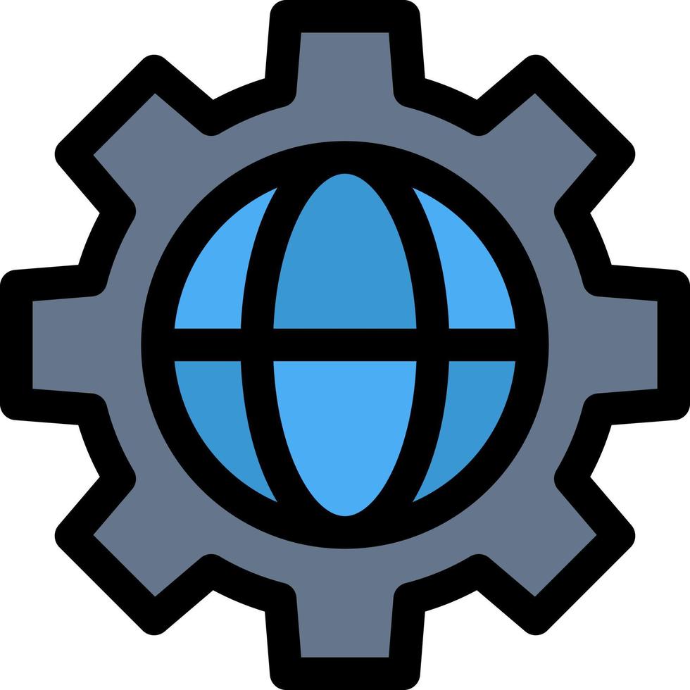 Gear Setting Globe  Flat Color Icon Vector icon banner Template