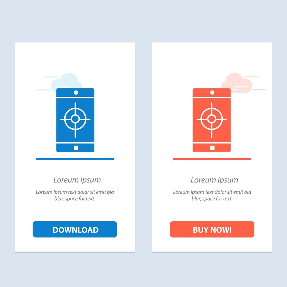 Application Mobile Mobile Application Target  Blue and Red Download and Buy Now web Widget Card Template vector