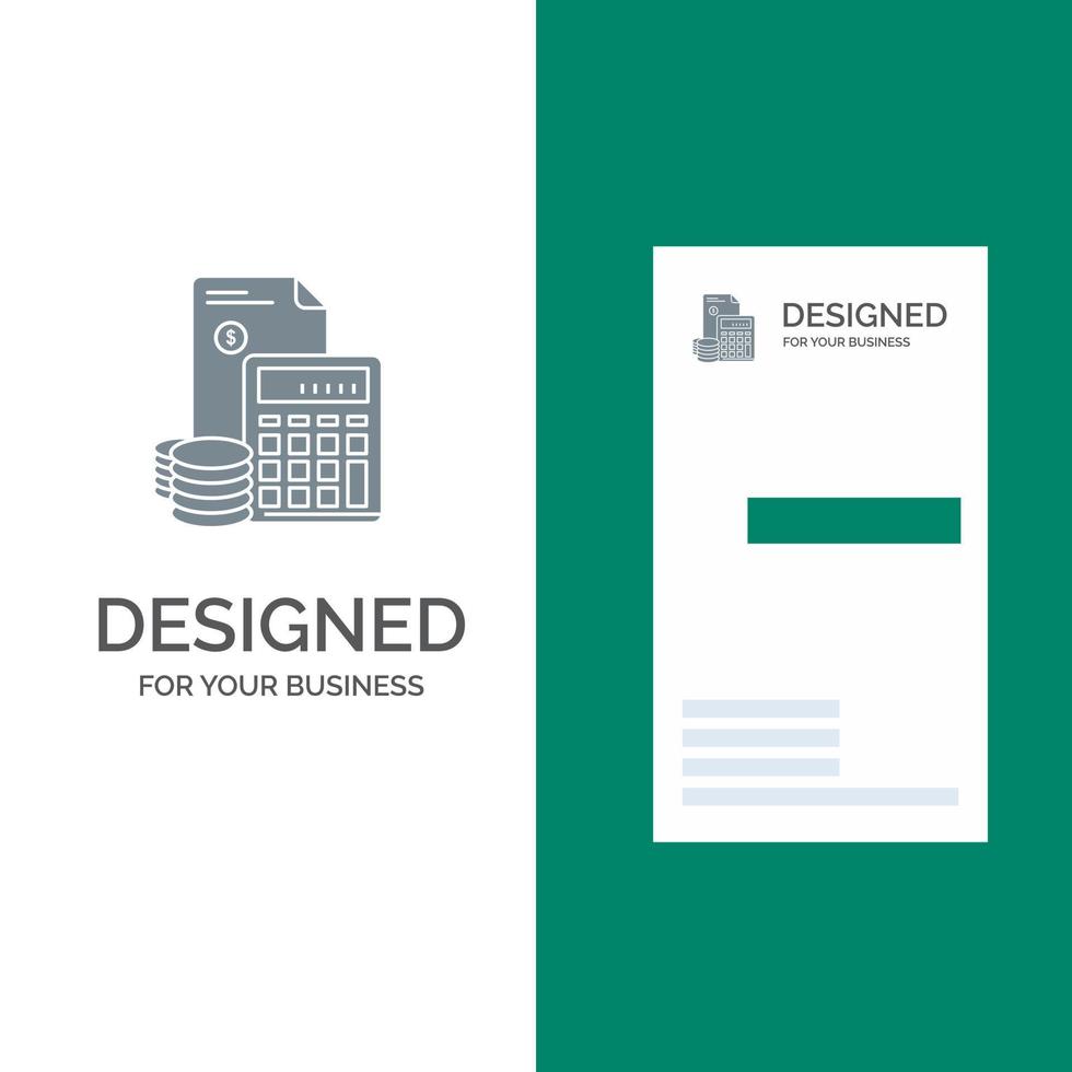 Investment Accumulation Business Debt Savings Calculator Coins Grey Logo Design and Business Card Template vector