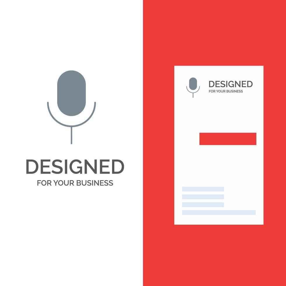 micrófono micrófono ui básico diseño de logotipo gris y plantilla de tarjeta de visita vector