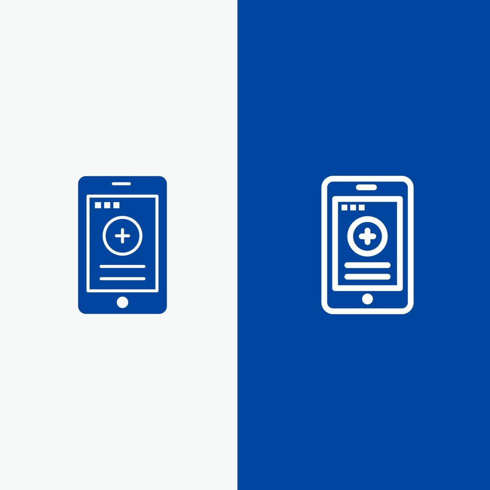 Medical Cell Phone Hospital Line and Glyph Solid icon Blue banner Line and Glyph Solid icon Blue banner vector