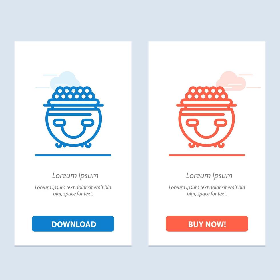 Fortune Gold Luck Patrick Pot  Blue and Red Download and Buy Now web Widget Card Template vector