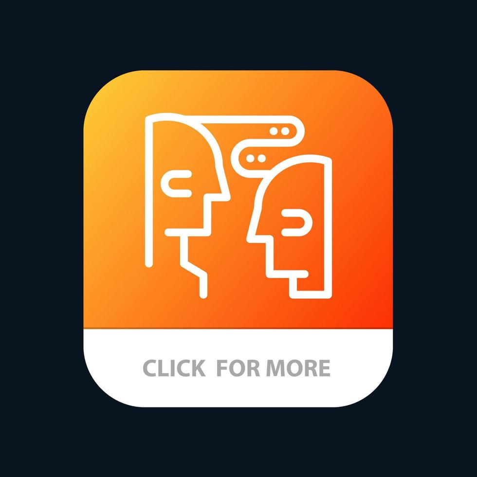 Brain Communication Human Interaction Mobile App Button Android and IOS Line Version vector