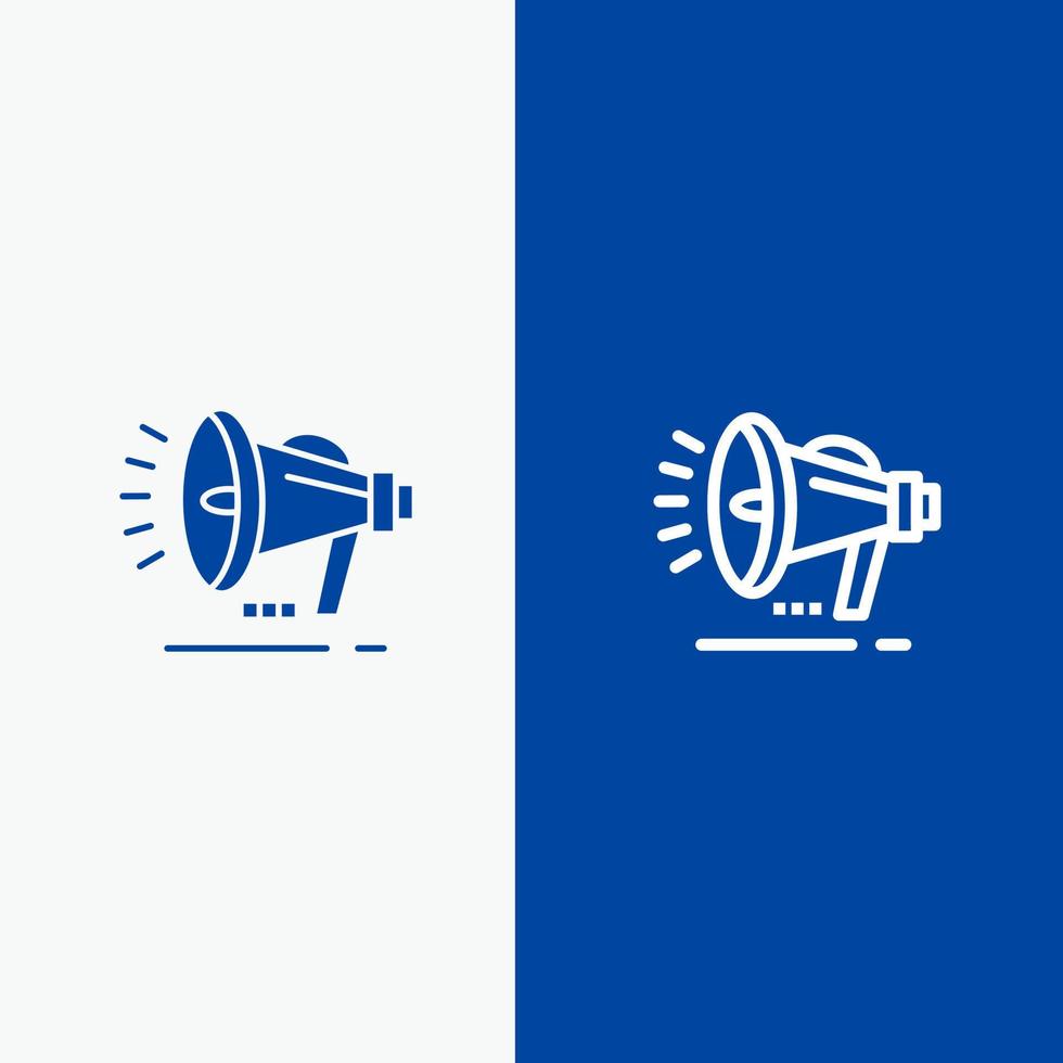 Speaker Loudspeaker Voice Announcement Line and Glyph Solid icon Blue banner Line and Glyph Solid icon Blue banner vector